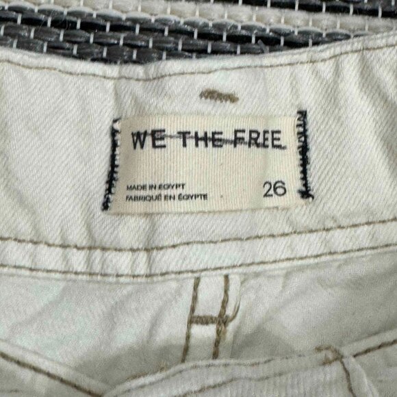 Free People We The Free Aster Straight Leg Jeans 100% Cotton‎ Cream Size 26 - Picture 14 of 16